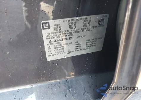 2015 Chevrolet Suburban 1500 Lt z USA, uszkodzony, nr VIN 1GNSKJKC0FR181239